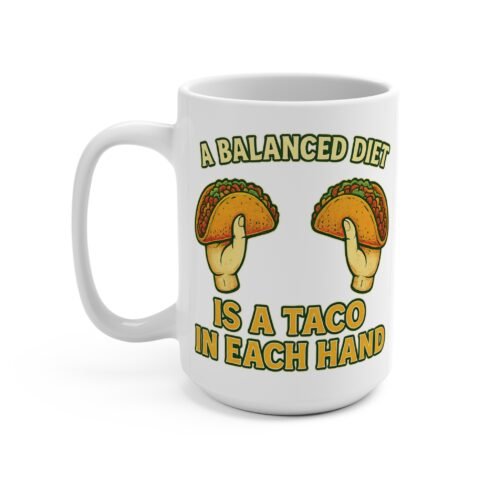 Health Goals: Tacos in Both Hands – Retro 15oz Mug | Fat Merman Designs ✨🌮☕