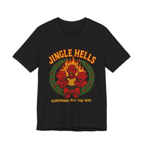 Jingle Hells – Unisex Screaming Demon Christmas Tee | Fat Merman Designs 😈🔥🎄