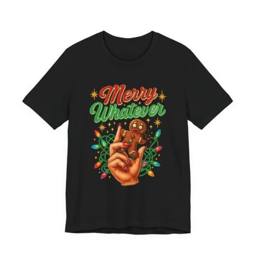Merry Whatever – Unisex Gingerbread Chaos Christmas Tee | Fat Merman Designs 🍪🔥🎄